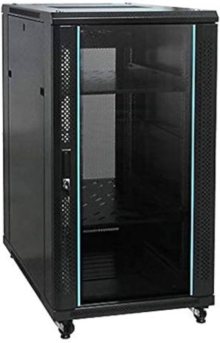 ZLINK Floor Stand 22U Floor Stand Server Cabinet, 800x1000 Cabinet, Size H 1164 x D 1000 x W 800 mm, 1 Shelf + 2 Fan Loading Capacity 1000 KG, Black | CMB 0.202