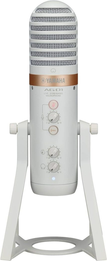 White Live Streaming Microphone with Mixer/USB Interface