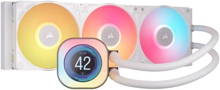 Corsair iCUE LINK TITAN 360 RX LCD AIO Liquid CPU Cooler, Customizable LCD Screen, Compatible With Intel Socket LGA 1851, 1700, AMD AM5, AM4, Addressable RGB, Extreme Cooling, White | CW-9061026-WW