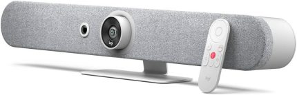 Logitech Rally Bar Mini All-in-One Webcam, Video Bar for Medium Rooms, Up to 4k Display Resolution, PTZ Camera, AI Viewfinder, Zoom/Tilt/Pan, White | 960-001352