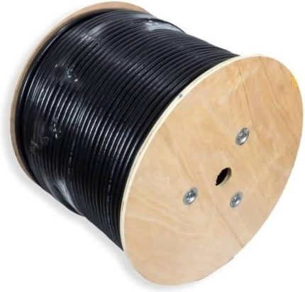 Taradhin Premium Quality CAT6 SFTP Outdoor 23AWG, (1x5 Rolls), 0.575mm, CCA Network Cable, Up To 10 Gbps Data Transmission Speeds, 4P Fresh PVC Jacket, 305 M, Drum Roll, Black | TC-OD23S (1 x 5 Rolls)
