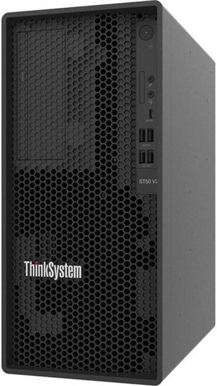 Lenovo ThinkSystem ST50 V2 Server, Intel Xeon Processor E-2324G Processor, 16GB TruDDR4 RAM, 480 SSD Storage, Onboard 6GB SATA Controller, Integrated Gigabit Ethernet 1000BASE-T Port, Black | E-2324G